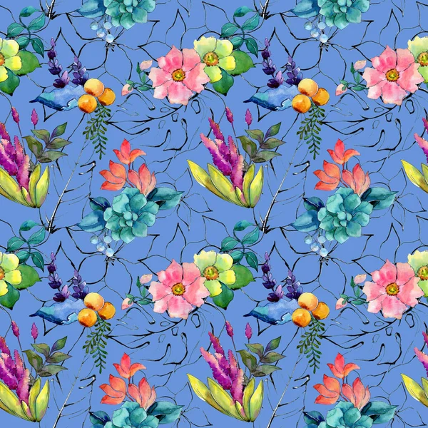 Tropikal çiçek deseni suluboya tarzında.