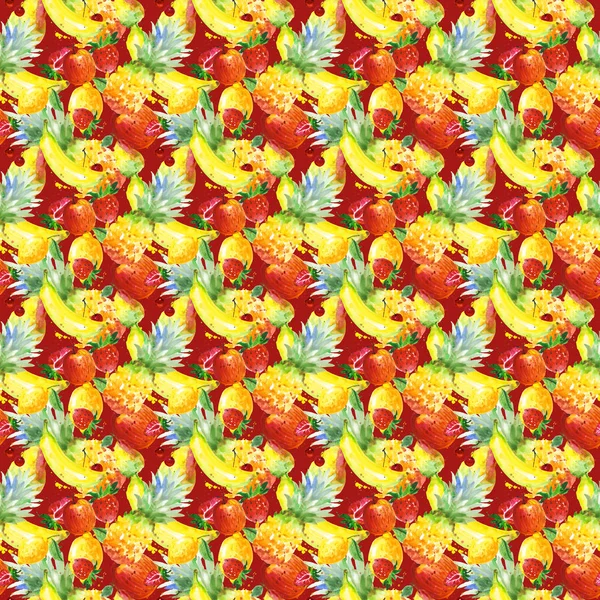 水彩風のエキゾチックな組成野生の果実パターン. — ストック写真
