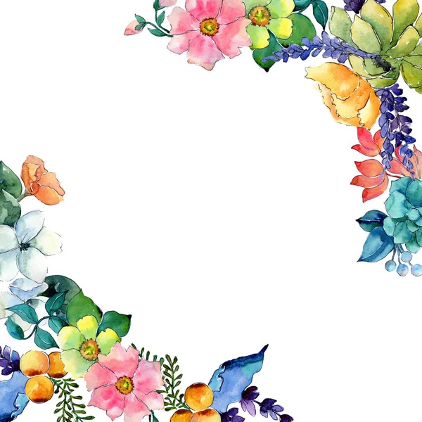 Cornice di fiori tropicali in stile acquerello . — Foto Stock