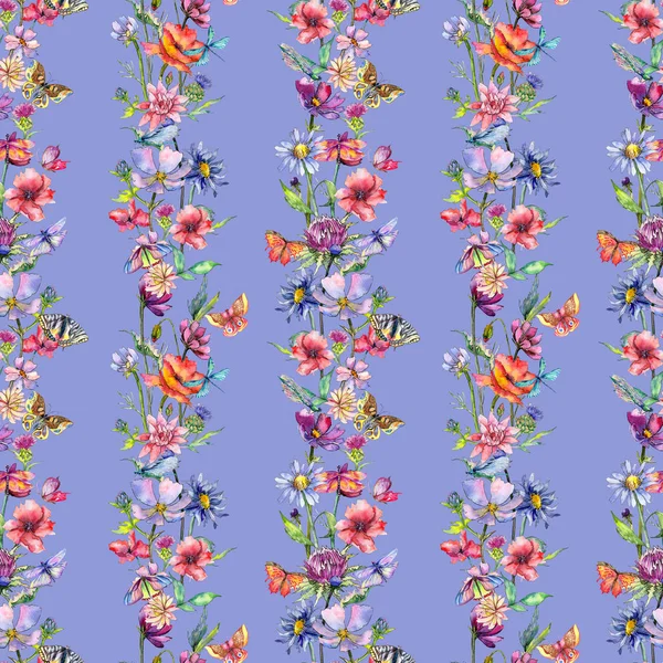 Wildflower thistle flower pattern in a watercolor style. — Stock Photo, Image