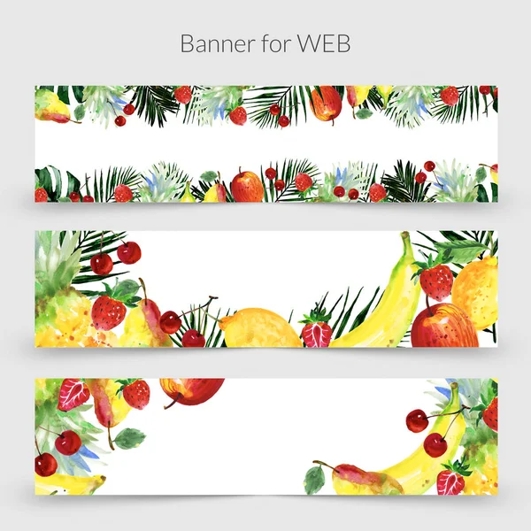 Exotic composition wild fruit frame in a watercolor style. — Stock Photo, Image