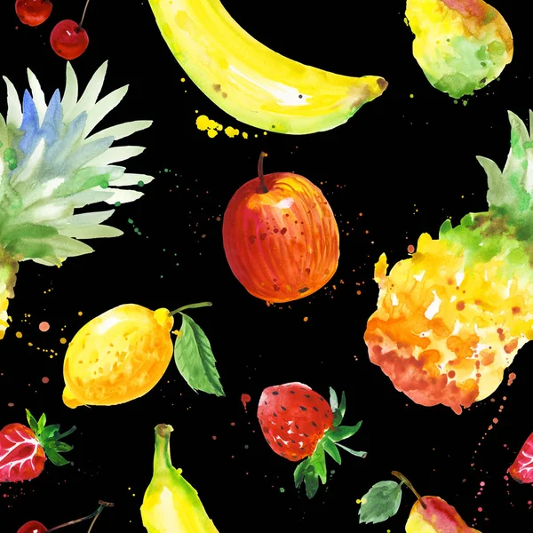 Exotic composition wild fruit pattern in a watercolor style. — Stock Photo, Image