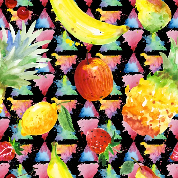 Exotic composition wild fruit pattern in a watercolor style. — Stock Photo, Image