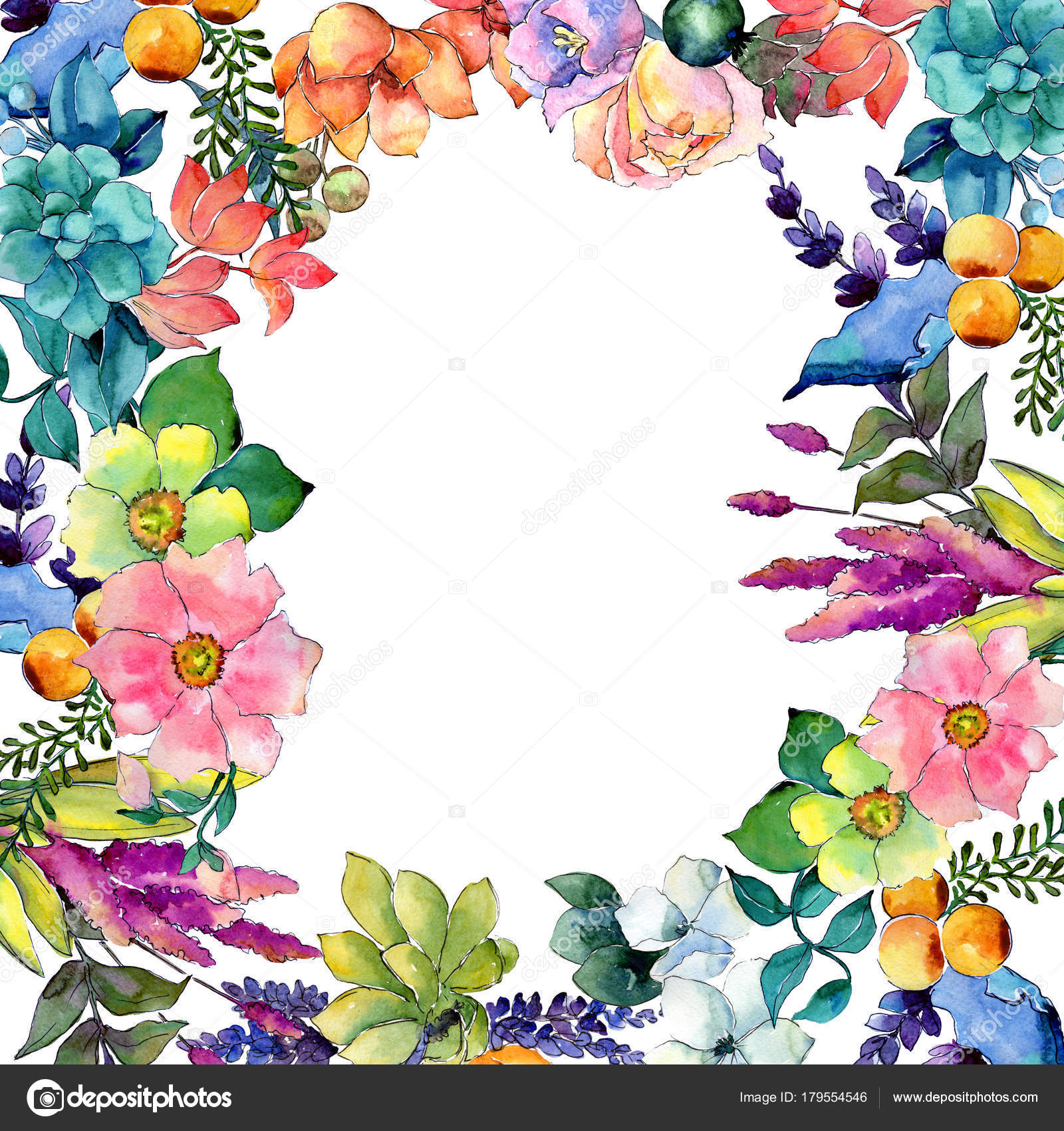 Tropical flower frame in a watercolor style. Stock Illustration by