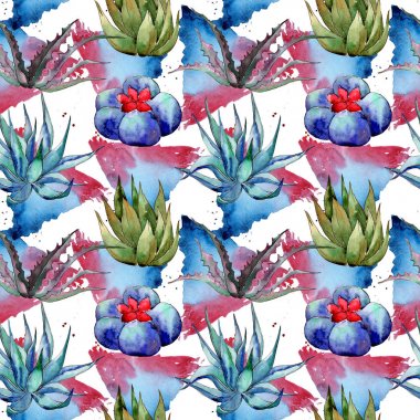 Kır çiçeği kaktüs desen suluboya tarzında.