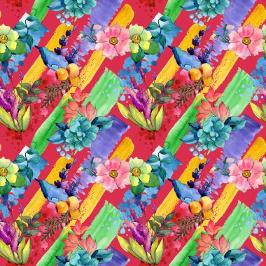 Tropikal çiçek deseni suluboya tarzında.