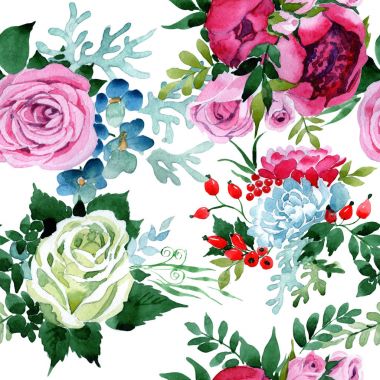 Buket çiçek deseni suluboya tarzında.