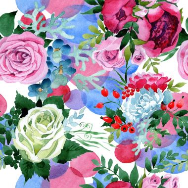 Buket çiçek deseni suluboya tarzında.