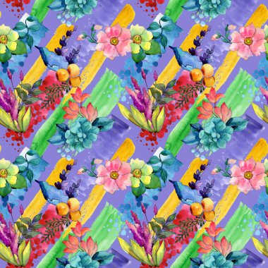 Tropikal çiçek deseni suluboya tarzında.