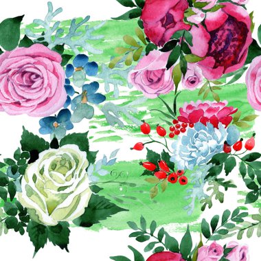 Buket çiçek deseni suluboya tarzında.