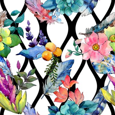 Tropikal çiçek deseni suluboya tarzında.