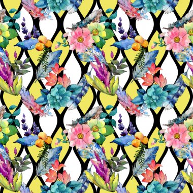 Tropikal çiçek deseni suluboya tarzında.