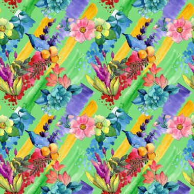 Tropikal çiçek deseni suluboya tarzında.