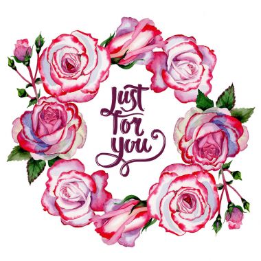 Kır çiçeği hibrid gül çiçek çelenk suluboya tarzında.