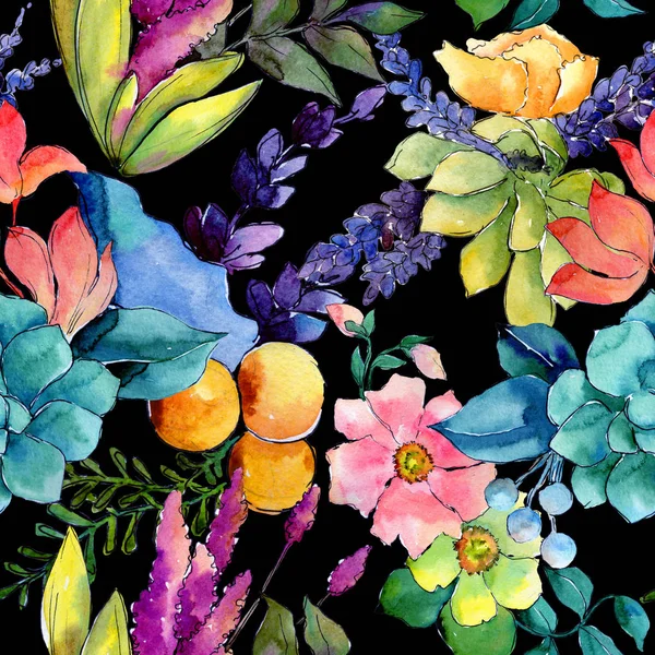 Tropische Blumenmuster im Aquarell-Stil. — Stockfoto