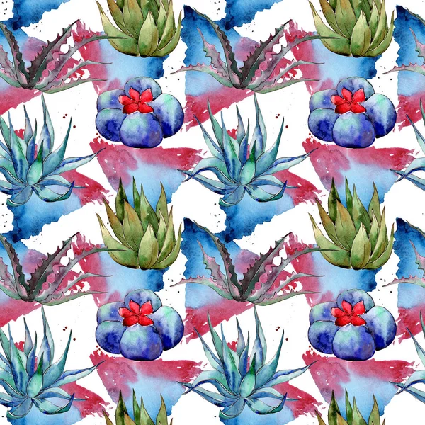 Wildflower cactus  pattern in a watercolor style.