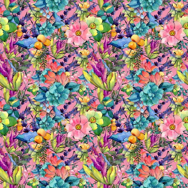 Tropische bloemenpatroon in een aquarel stijl. — Stockfoto