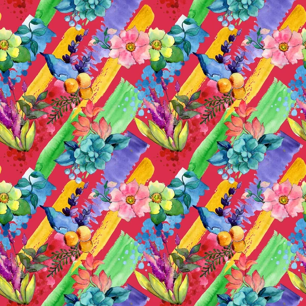 Motif de fleurs tropicales dans un style aquarelle . — Photo