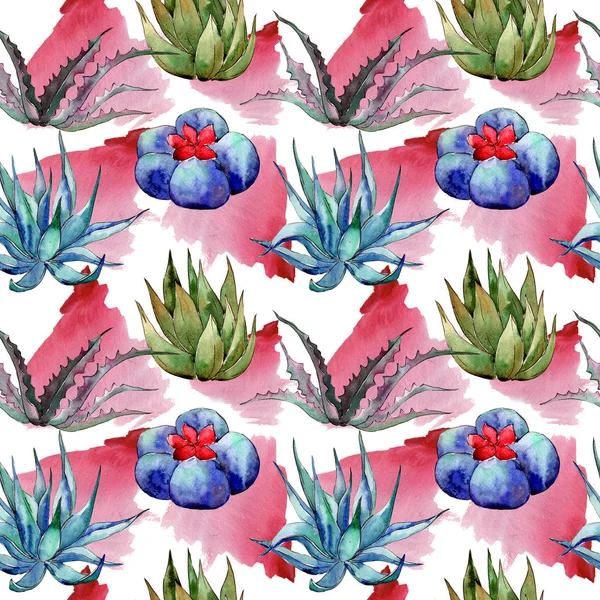 Wildflower cactus  pattern in a watercolor style.