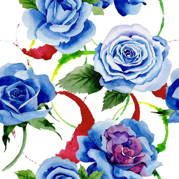 Motif fleur rose bleu fleurs sauvages dans un style aquarelle . — Photo