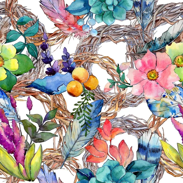 Modello di fiore tropicale in stile acquerello . — Foto Stock