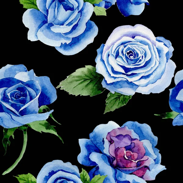 Motif fleur rose bleu fleurs sauvages dans un style aquarelle . — Photo