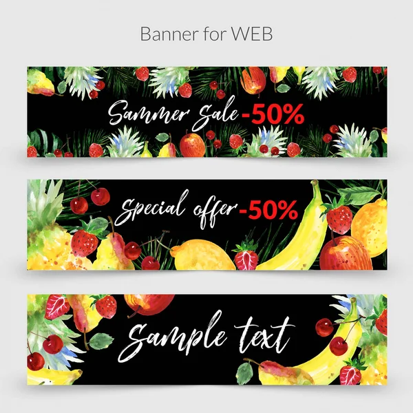 Exotic composition wild fruit frame in a watercolor style. — Stock Photo, Image