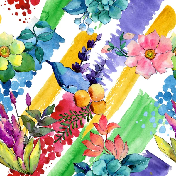 Tropische Blumenmuster im Aquarell-Stil. — Stockfoto