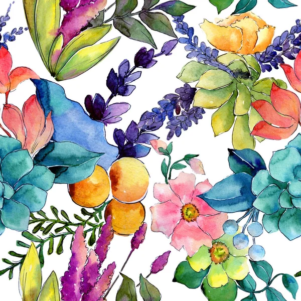 Motif de fleurs tropicales dans un style aquarelle . — Photo