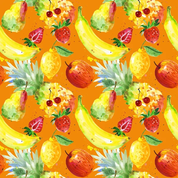 Exotic composition wild fruit pattern in a watercolor style.