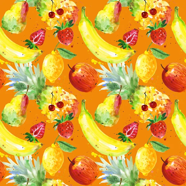 Exotic composition wild fruit pattern in a watercolor style.