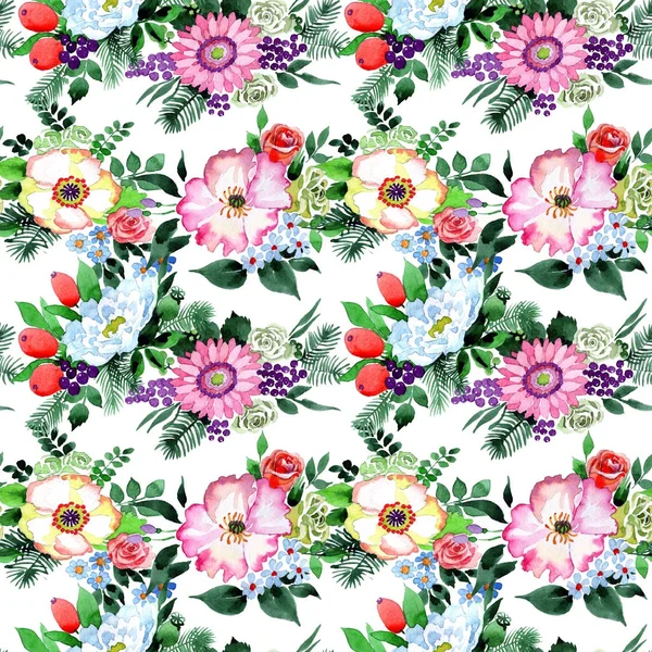 Bouquet flower pattern in a watercolor style. — Stock Photo, Image