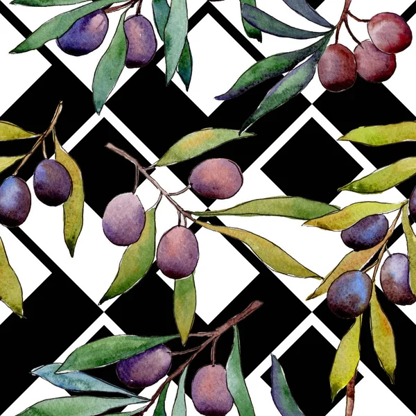 Olive tree wzór w stylu przypominającym akwarele. — Zdjęcie stockowe