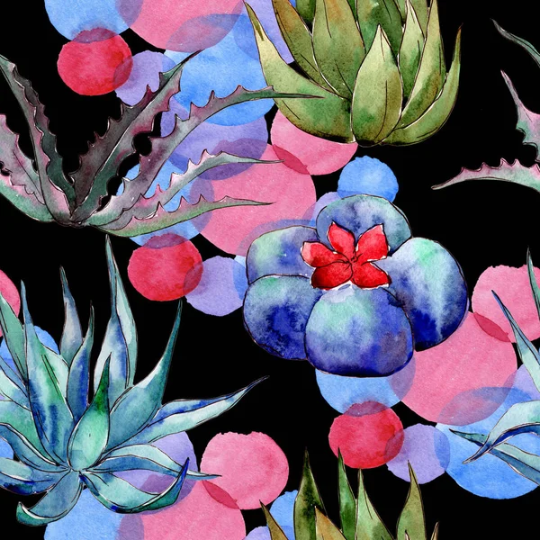 Padrão de cacto de flores silvestres em um estilo aquarela . — Fotografia de Stock