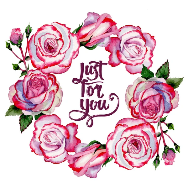 Kır çiçeği hibrid gül çiçek çelenk suluboya tarzında.