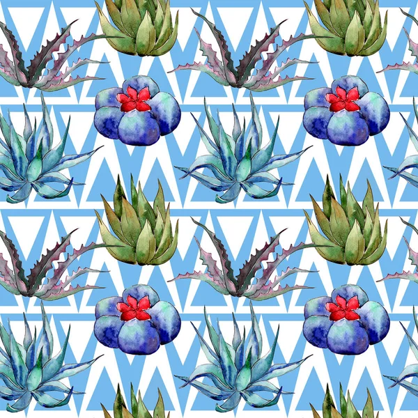 Wildflower cactus  pattern in a watercolor style.