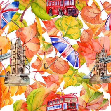 Kavak desen çizilmiş bir suluboya tarzında sonbahar yaprak.