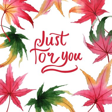 Akçaağaç çerçevenin çizilmiş bir suluboya tarzında sonbahar yaprak.