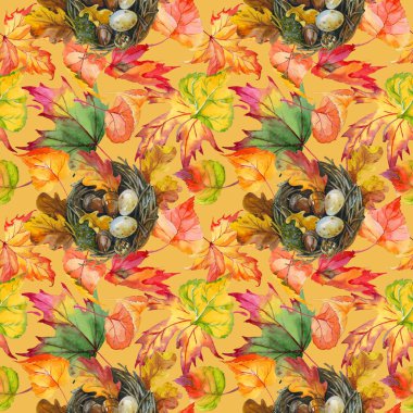 Kavak desen çizilmiş bir suluboya tarzında sonbahar yaprak.