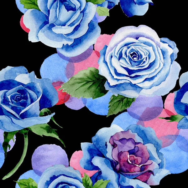 Wildflower blue rose flower pattern in a watercolor style. — Stock Photo, Image