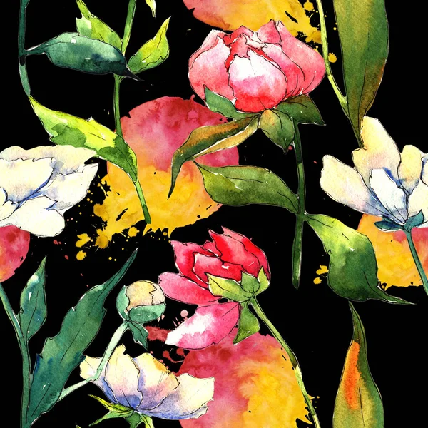 Wildflower peony flower pattern in a watercolor style. — Stock Photo, Image