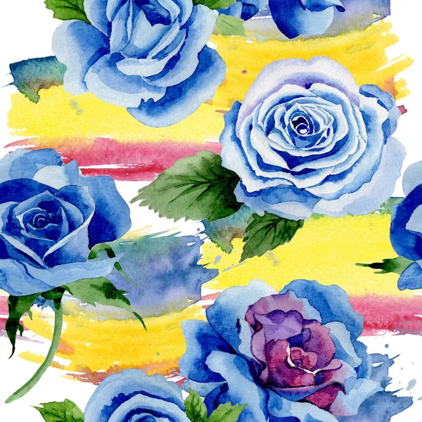 Motif fleur rose bleu fleurs sauvages dans un style aquarelle . — Photo