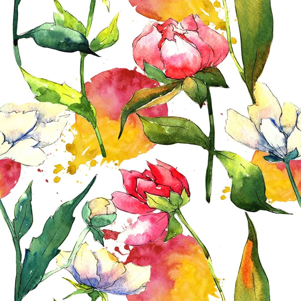 Wildflower peony flower pattern in a watercolor style.