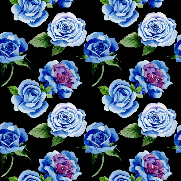Wildflower niebieski kwiat róży wzór w stylu przypominającym akwarele. — Zdjęcie stockowe