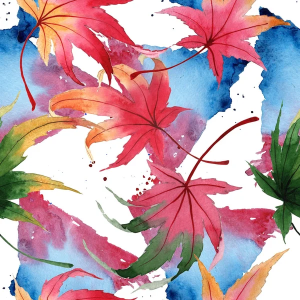 Jesienny liść klonu wzór w stylu akwarela rysowane ręcznie. — Zdjęcie stockowe