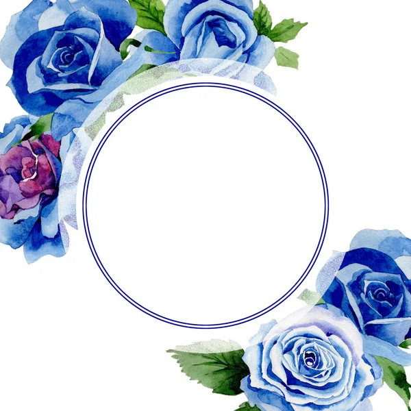 Дика квітка синьої троянди рамка в акварельному стилі . — стокове фото