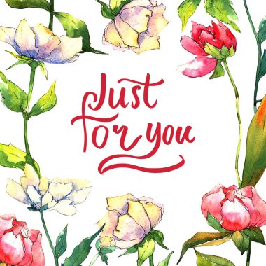 Kır çiçeği Şakayık çiçeği çerçeve suluboya tarzında.