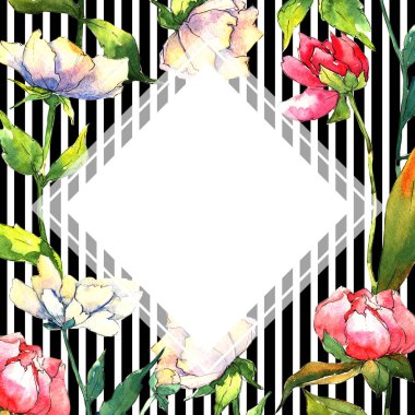 Kır çiçeği Şakayık çiçeği çerçeve suluboya tarzında.