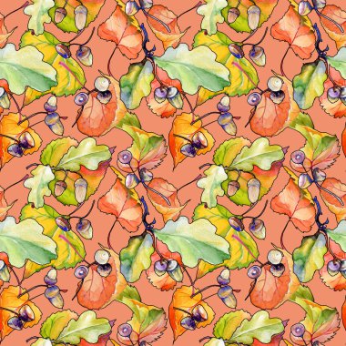 Kavak desen çizilmiş bir suluboya tarzında sonbahar yaprak.