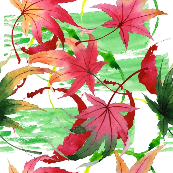 Feuille d'automne de motif érable dans un style aquarelle dessiné à la main . — Photo